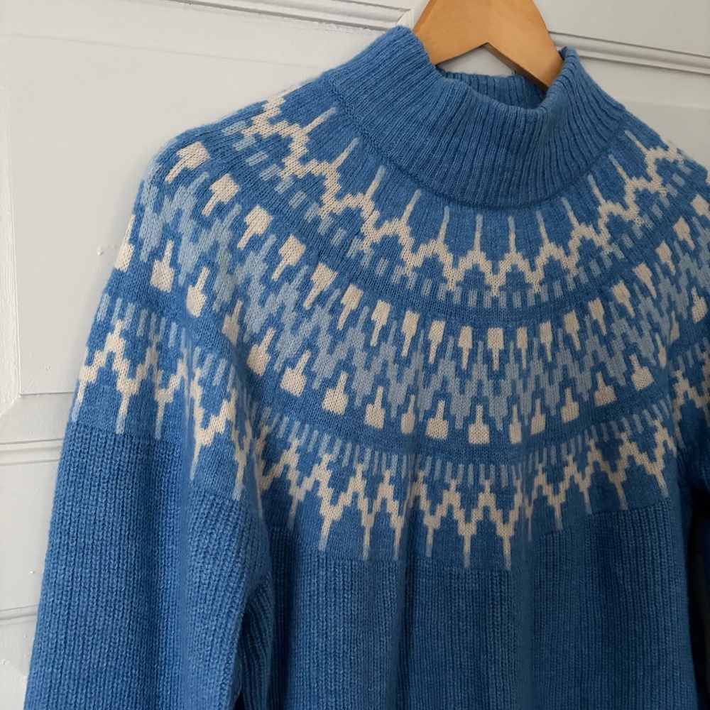 J. Crew Fair Isle Sweater in Blue and Cream - Picture 5 of 10